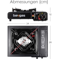 Gasskomfyr med Piezo-tenning, inkl. 4 gassbokser